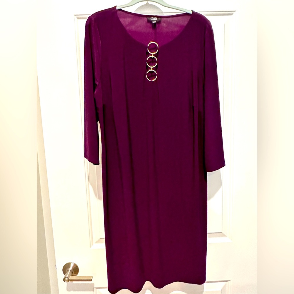 Beautiful Purple MSK Dress with Gold Accent Detail